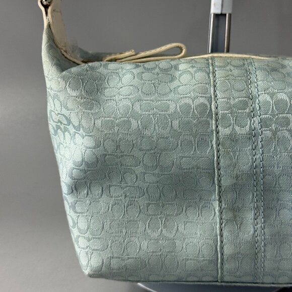 Coach Signature Shoulder Bag Canvas Light Blue - Picture 2 of 14